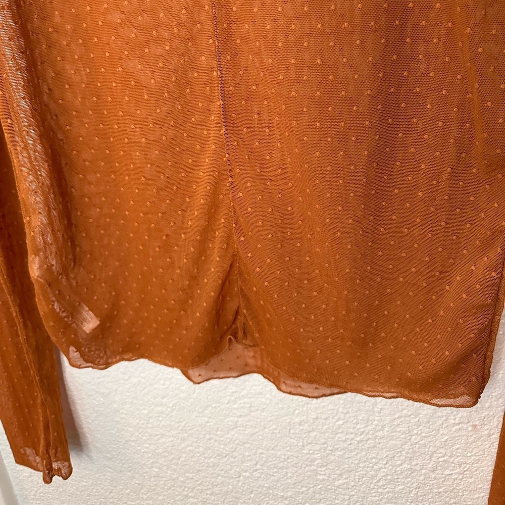 Free People x intimately. Sheer, Orange, Long Sleeve Top. Size Large. - Picture 6 of 16